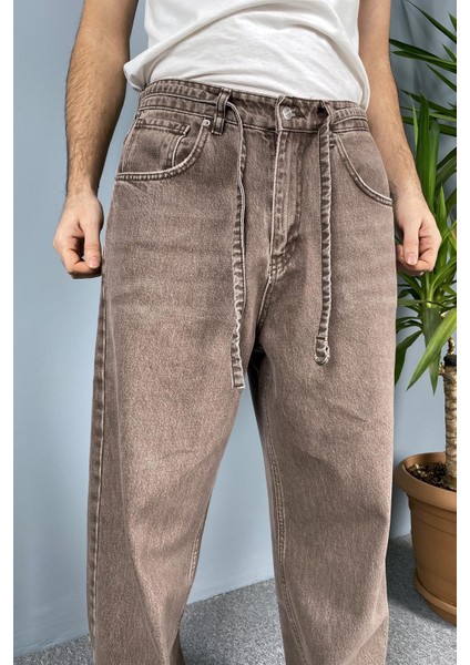 Ip Kemerli Rahat Kesim Baggy Kot Pantolon