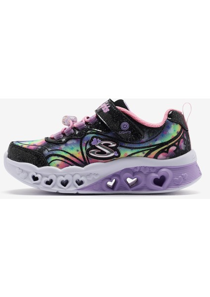 Flutter Heart Lights - Groovy Swirl Büyük Kız Çocuk Siyah Işıklı Spor Ayakkabı 303253L Bkpk