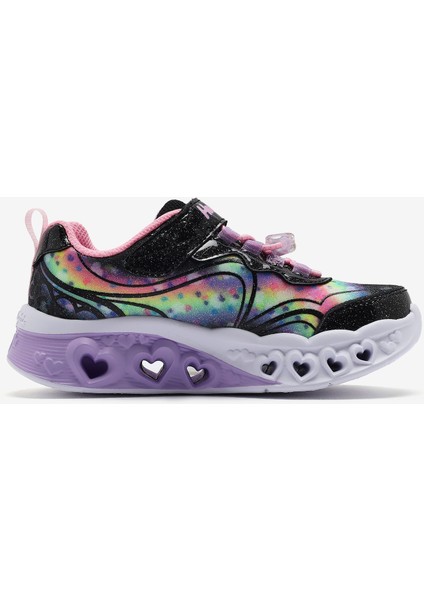 Flutter Heart Lights - Groovy Swirl Büyük Kız Çocuk Siyah Işıklı Spor Ayakkabı 303253L Bkpk