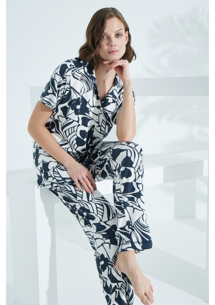 Bambu Kısa Kollu Yazlık Kadın Pijama Takımı 73373