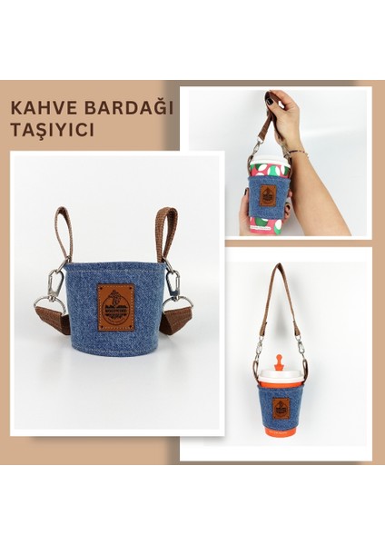 El Yapımı Kot Kahve Bardağı Taşıma Aparatı