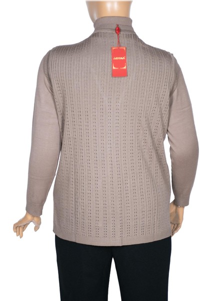 Hesna Kadın Karen Triko Cepli Boncuklu Kum Beji Yelek fırsatları