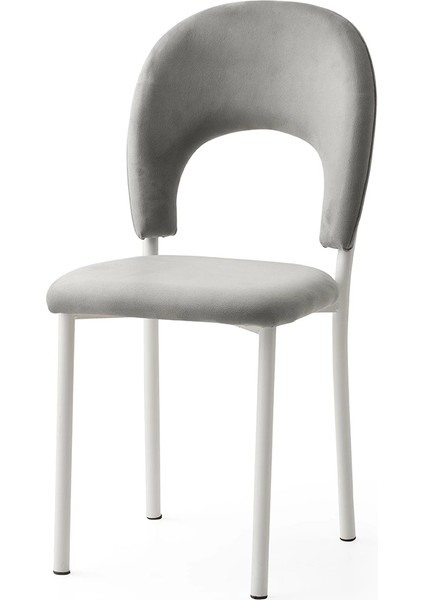 Ay Metal Ayaklı Kumaş Salon Balkon ve Mutfak Sandalyesi 6 Adet