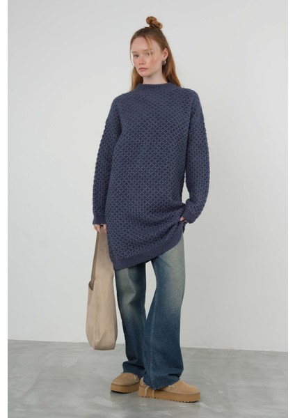 Örümcek Örgülü Kazak Uzun Kot Mavi fiyatları