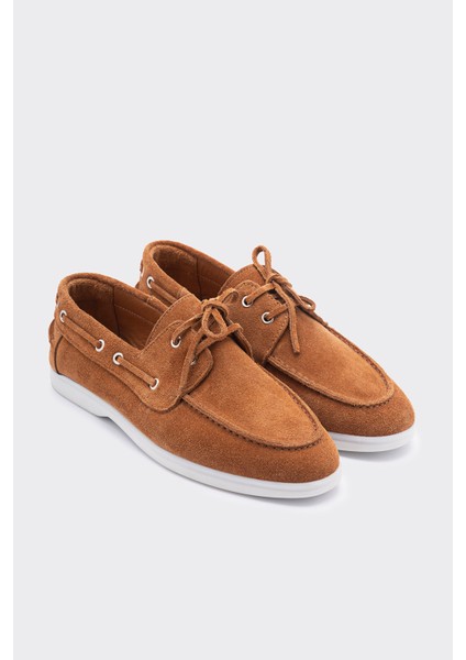 Baller Taba Süet Deri Kadın Loafer