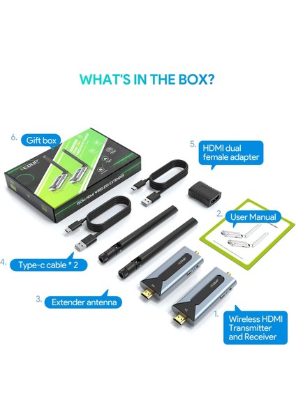 Edup Kablosuz HDMI Sistemi 5.8g 500 Feet Menzil Kesintisiz Akış EH-WD9910 fırsatları