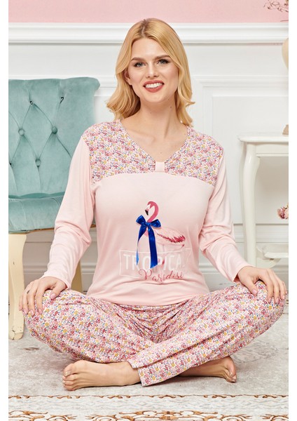 Bayan Uzun Kollu Pijama Takımı Model No 7599