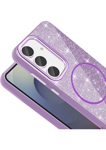 Samsung Galaxy S24 Fe Kılıf Magsafe Şarj Özellikli Parlayan Simli Okso Kapak fiyatları