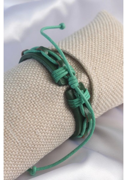 Yeşil Renk Deri Ipli Erkek Bileklik fiyatları