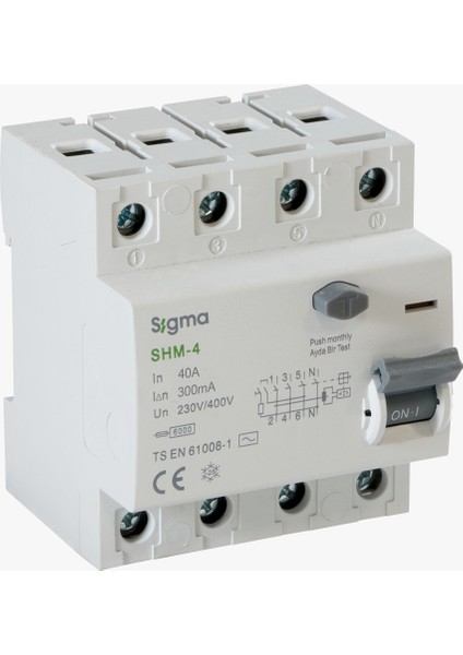 SHM4040300 4p 40A 300MA 6ka 230V Kaçak Akım Koruma Rölesi