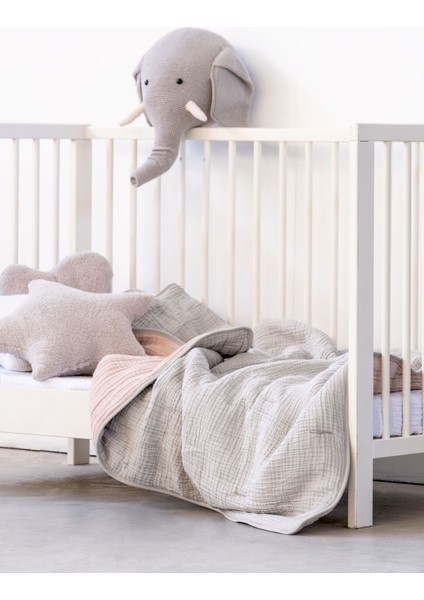 Koza Pamuk Bebek Yorganı Açık Gri / Pembe 97X127