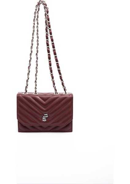 Kadın Zincir Askılı Kol Çantası Sp 1150 Bordo/mat Bordo
