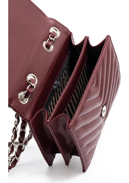 Kadın Zincir Askılı Kol Çantası Sp 1150 Bordo/mat Bordo modelleri