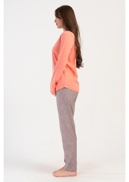 Kadın Uzun Kol Yavruağzı Pijama Takım C1T0N3O304