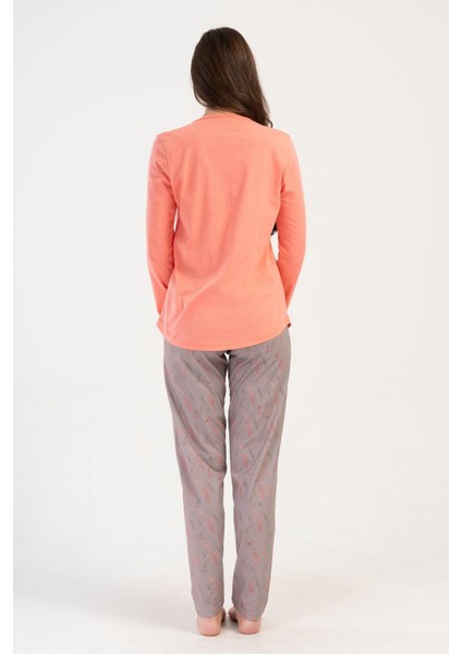 Kadın Uzun Kol Yavruağzı Pijama Takım C1T0N3O304