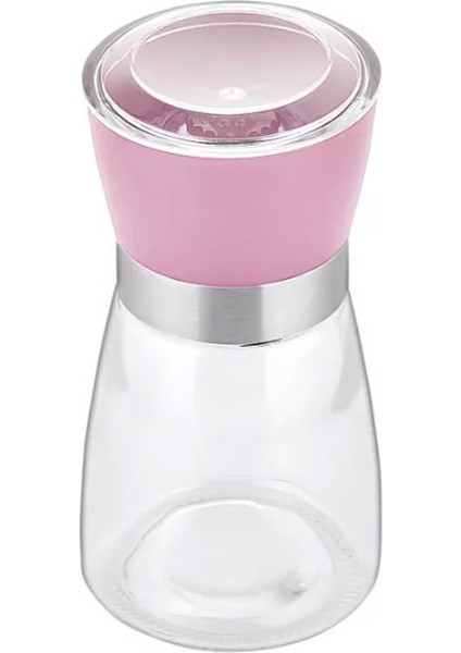 Tuz Karabiber Değirmeni Pembe Baharat Öğütücü Cam Değirmen 13 cm