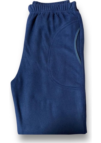 Kadın Lacivert Polar Cepli Kışlık Pijama Altı modelleri