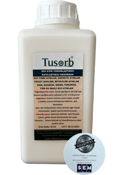 Sıvı Atık Yoğunlaştırıcı & Jelleştirici Absorban 1 kg