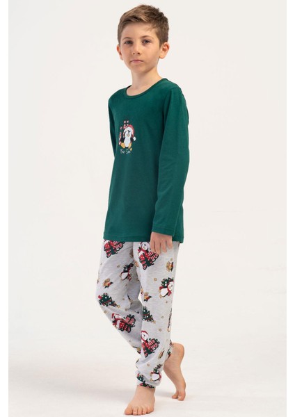 Erkek Çocuk Uzun Kol Yeşil Pijama Takım C1T3N3O504