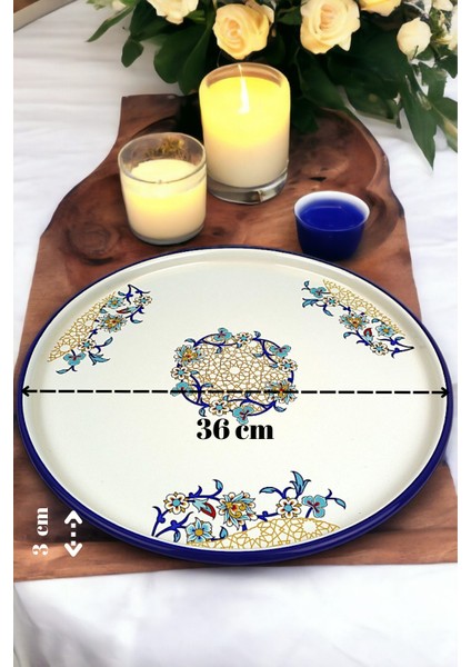 No Sunum Servis Tabağı Tepsisi Supla Pasta Tabağı Servis Tabağı Çeyiz Hediye ~ 36CM