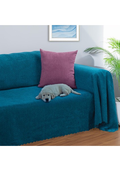 Zenit Koltuk Örtüsü 175x350 XLARGE Dekoratif Jakarlı Şönil | Kanepe Örtüsü | Kaymaz , Turkuaz