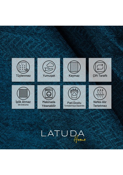 Zenit Koltuk Örtüsü 175x350 XLARGE Dekoratif Jakarlı Şönil | Kanepe Örtüsü | Kaymaz , Turkuaz modelleri