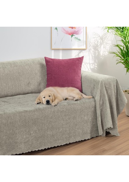 Zenit Koltuk Örtüsü 175x300 LARGE Dekoratif Jakarlı Şönil | Kanepe Örtüsü | Kaymaz , Kil
