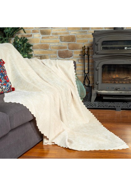 Zenit Koltuk Örtüsü 175x300 LARGE Dekoratif Jakarlı Şönil | Kanepe Örtüsü | Kaymaz , Krem fiyatları