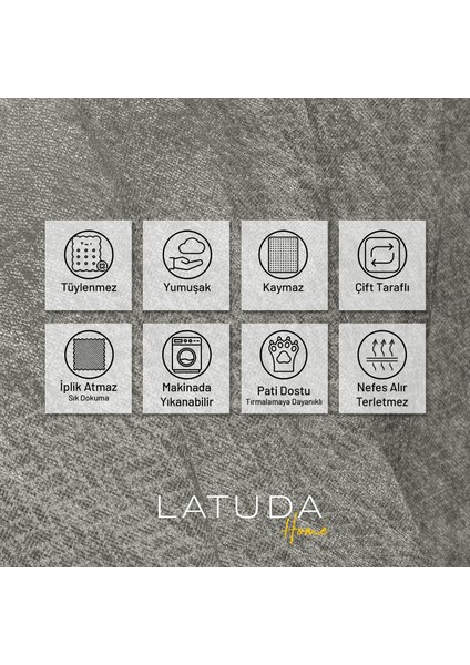 Zenit Koltuk Örtüsü 175x300 LARGE Dekoratif Jakarlı Şönil | Kanepe Örtüsü | Kaymaz , Gümüş modelleri