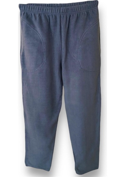 Kadın Füme Polar Cepli Kışlık Kalın Pijama Altı