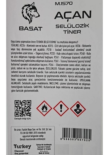 Manas Selülozik Tiner 10 Lt