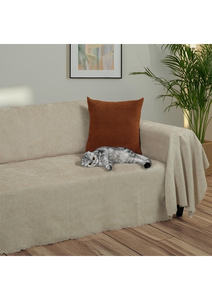 Zenit Koltuk Örtüsü 175x350 XLARGE Dekoratif Jakarlı Şönil | Kanepe Örtüsü | Kaymaz ,Camel
