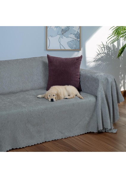Zenit Koltuk Örtüsü 175x300 LARGE Dekoratif Jakarlı Şönil | Kanepe Örtüsü | Kaymaz , Bulut