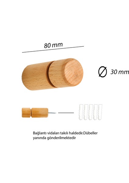 4'lü Ahşap Sütun Duvar Askısı & Banyo & Antre & Ofis Askılık | Minimalist Askılık | Naturel Renk indirimleri