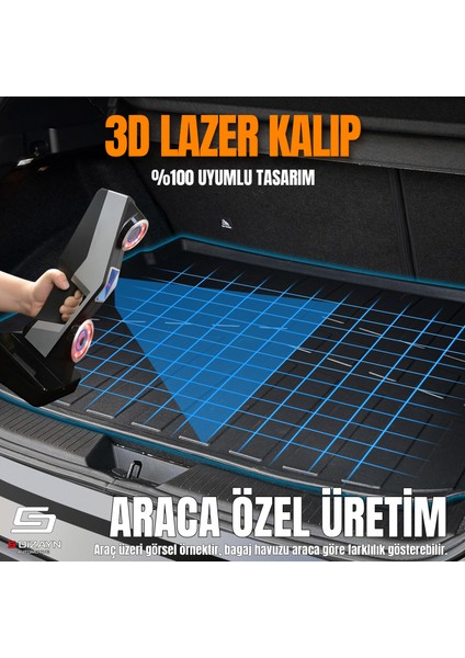 S-Dizayn Fiat Doblo Geniş Aile 3D Pro Bagaj Havuzu 2010-2022 A+ Kalite