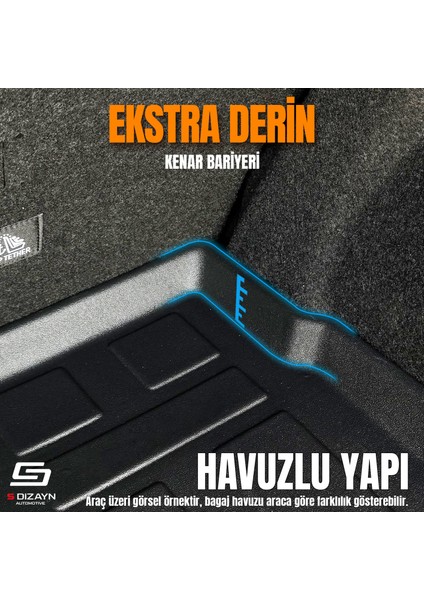S-Dizayn Fiat Doblo Geniş Aile 3D Pro Bagaj Havuzu 2010-2022 A+ Kalite
