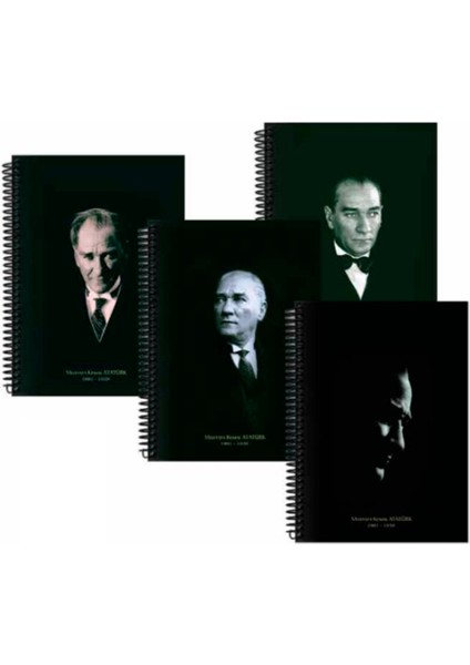 Çizgili Spiralli Atatürk Baskılı Defter 14 x 20 cm