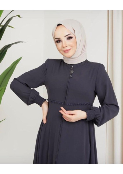 Katya Kadın Belden Oturtmalı Medine Ipeği Kolu Lastikli Ferace fiyatları
