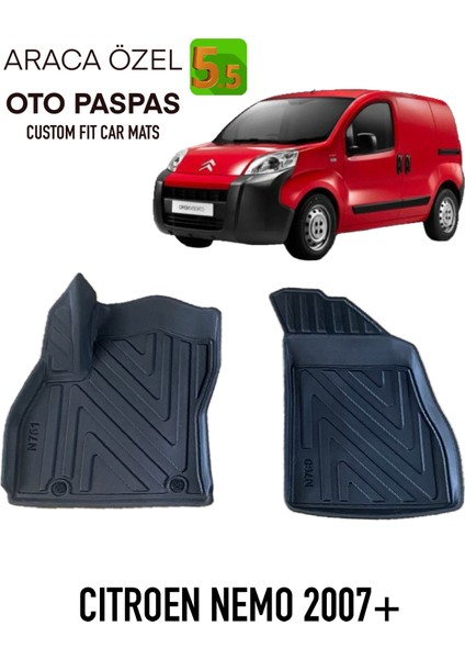 Newdeco Citroen Nemo Panelvan 2019 ve Sonrası Için 5,5d Carbon Style Havuzlu Paspas - Tpe Malzeme