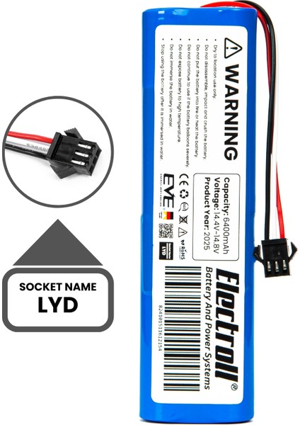 Roidmi Eve / Eve Plus Sdj01rm Uyumlu Batarya (ULTRA YÜKSEK KAPASİTE) 6400mah Robot Süpürge Bataryası