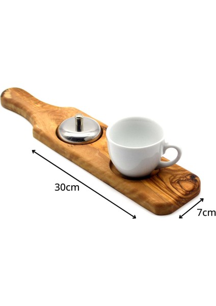 Ahşap Saplı Kaşıklı Kahve Sunum Tahtası Zeytin Ağacı 30 Cm modelleri