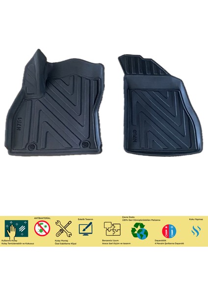 Newdeco Fiat Fiorino Panelvan 2007-2019 Sonrasi Için 5,5d Carbon Style Havuzlu Paspas - Tpe Malzeme