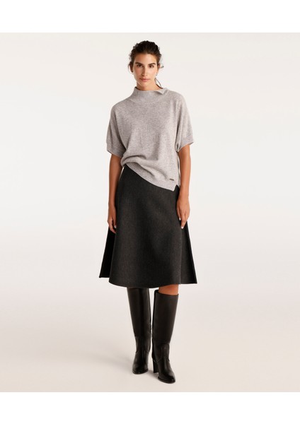 A Kesim Dizaltı Triko Etek