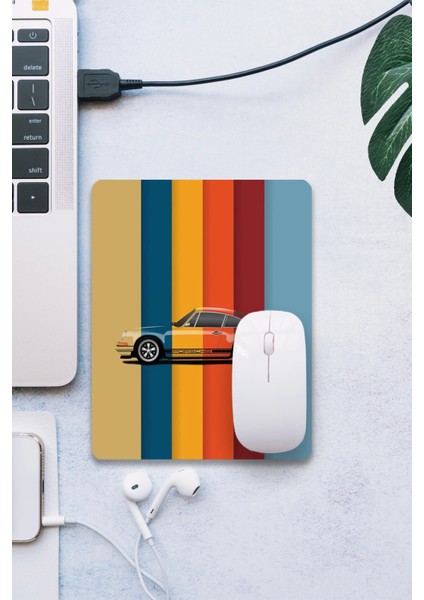 Sonictouch Renkli Araba Temalı Pürüzsüz Yüzey Kaymaz Taban Dikişsiz Kenar Gamer Oyuncu Mouse Pad 19X23CM