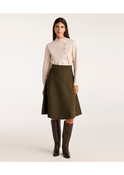 A Kesim Dizaltı Triko Etek