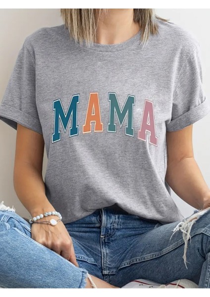 Kadın Anne/mama/mother Baskılı Salaş Oversize Boyfirend T-Shirt