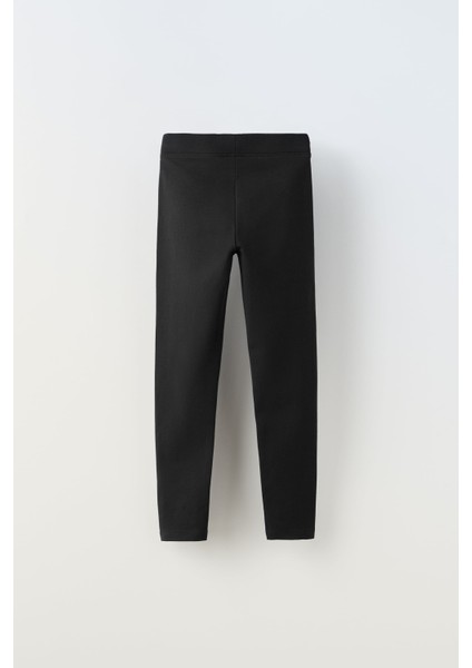 Siyah Kız Çocuk Lastikli Bel Kışlık Tayt