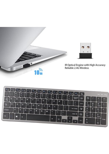 Hometech Alfa 11BT 10.9" Uyumlu Kablosuz Bluetooth Şarjlı Sessiz Klavye Mouse Seti