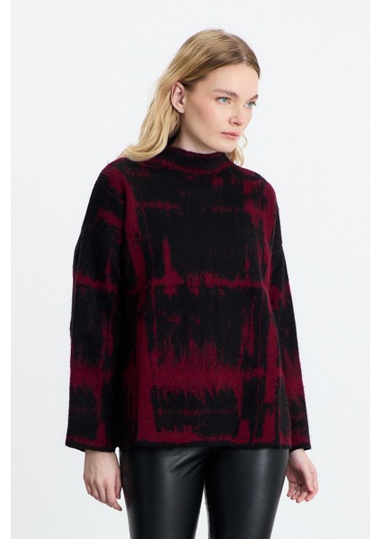 24378 Yarım Boğaz Şardonlu Kazak Siyah-Bordo fiyatları