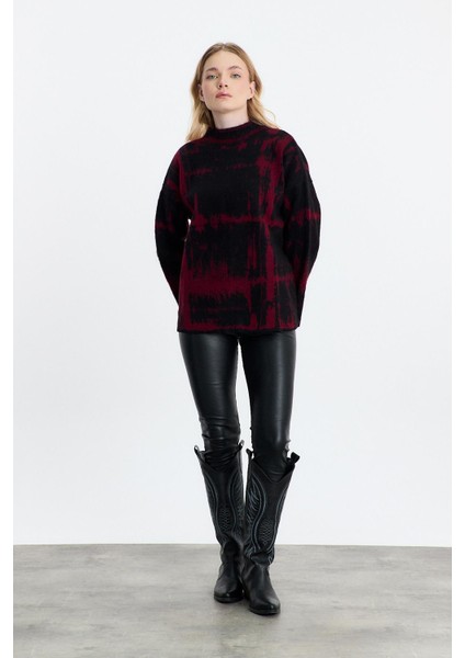 24378 Yarım Boğaz Şardonlu Kazak Siyah-Bordo modelleri